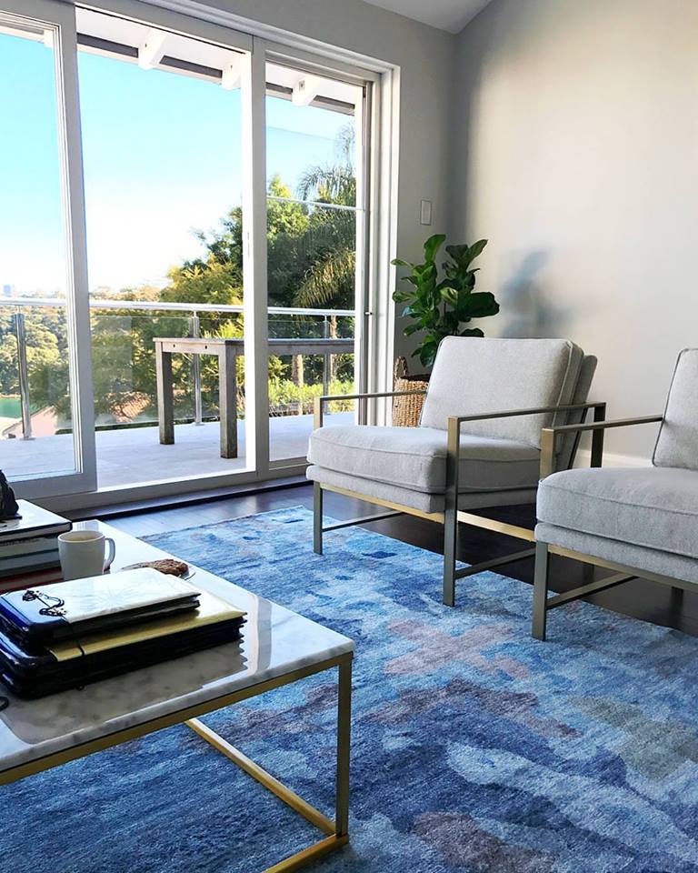 blue custom designed rug